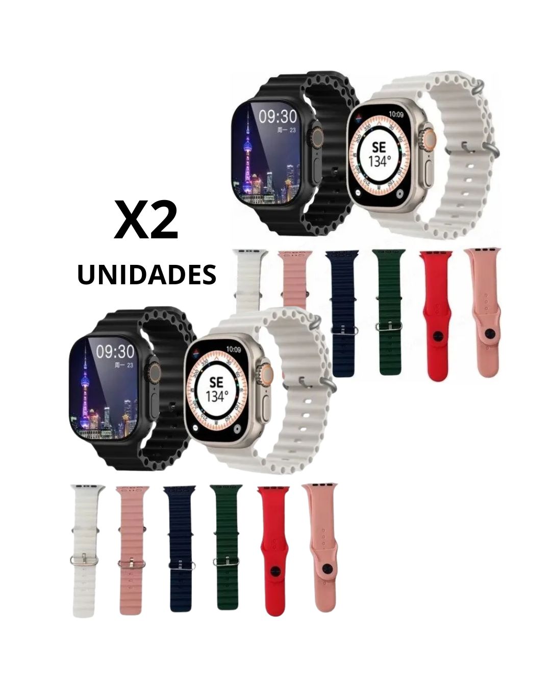 Reloj Smartwatch Ultra + 7 mallas ( PROMO 2 UNIDADES)