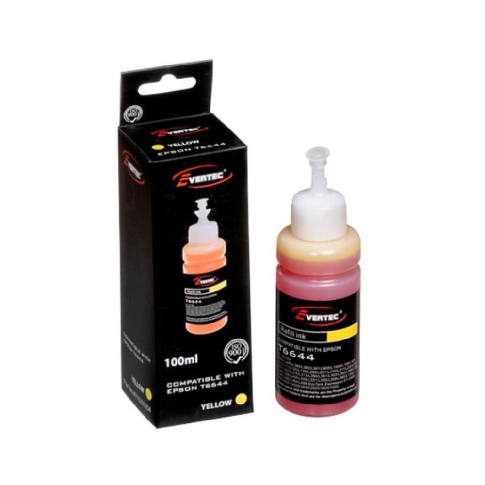 Botella de tinta para Epson 664 amarillo Evertec